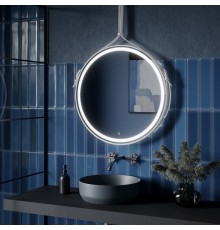 Зеркало для ванной комнаты  SANCOS Dames D650 с подсветкой , ремень из натуральной белой кожи