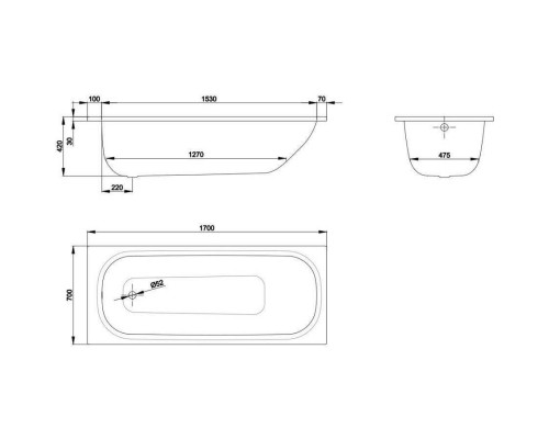 Ванна стальная Bette Form 170x70 с шумоизоляцией